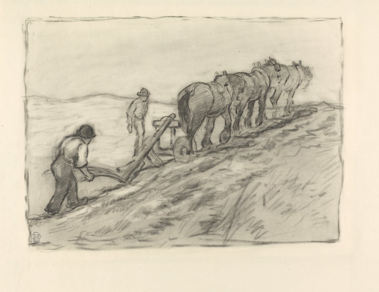 Ploegen op de Heuvel door Robert Polhill Bevan