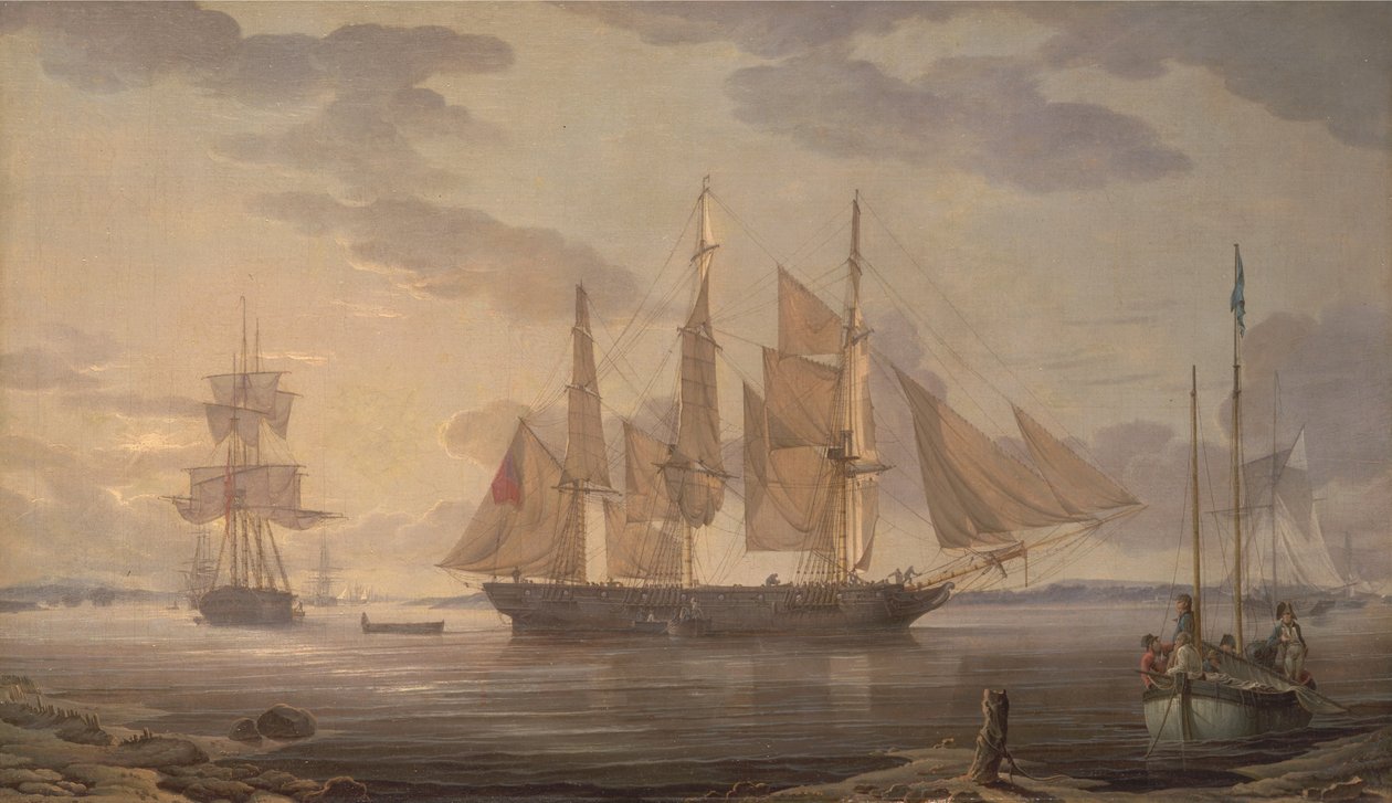 Schepen in de haven door Robert Salmon