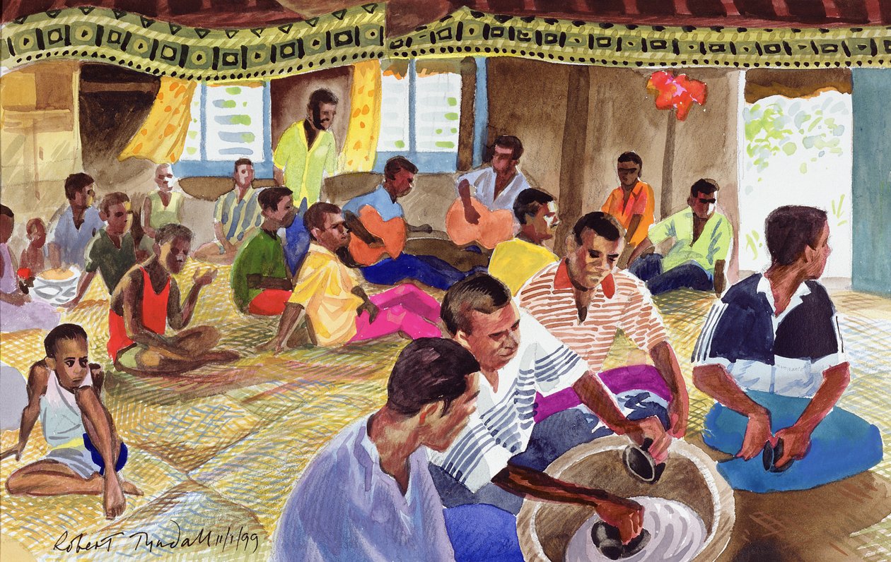 Kava Drinkceremonie, Fiji, 1999 door Robert Tyndall