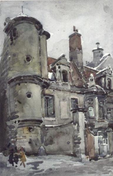 Oude Huizen in Caen door Robert Weir Allan