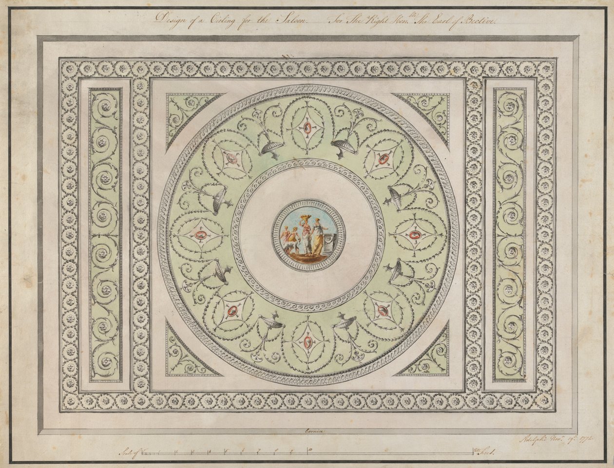 Headfort House, Ierland: Plafond van de Salon door Robert Adam