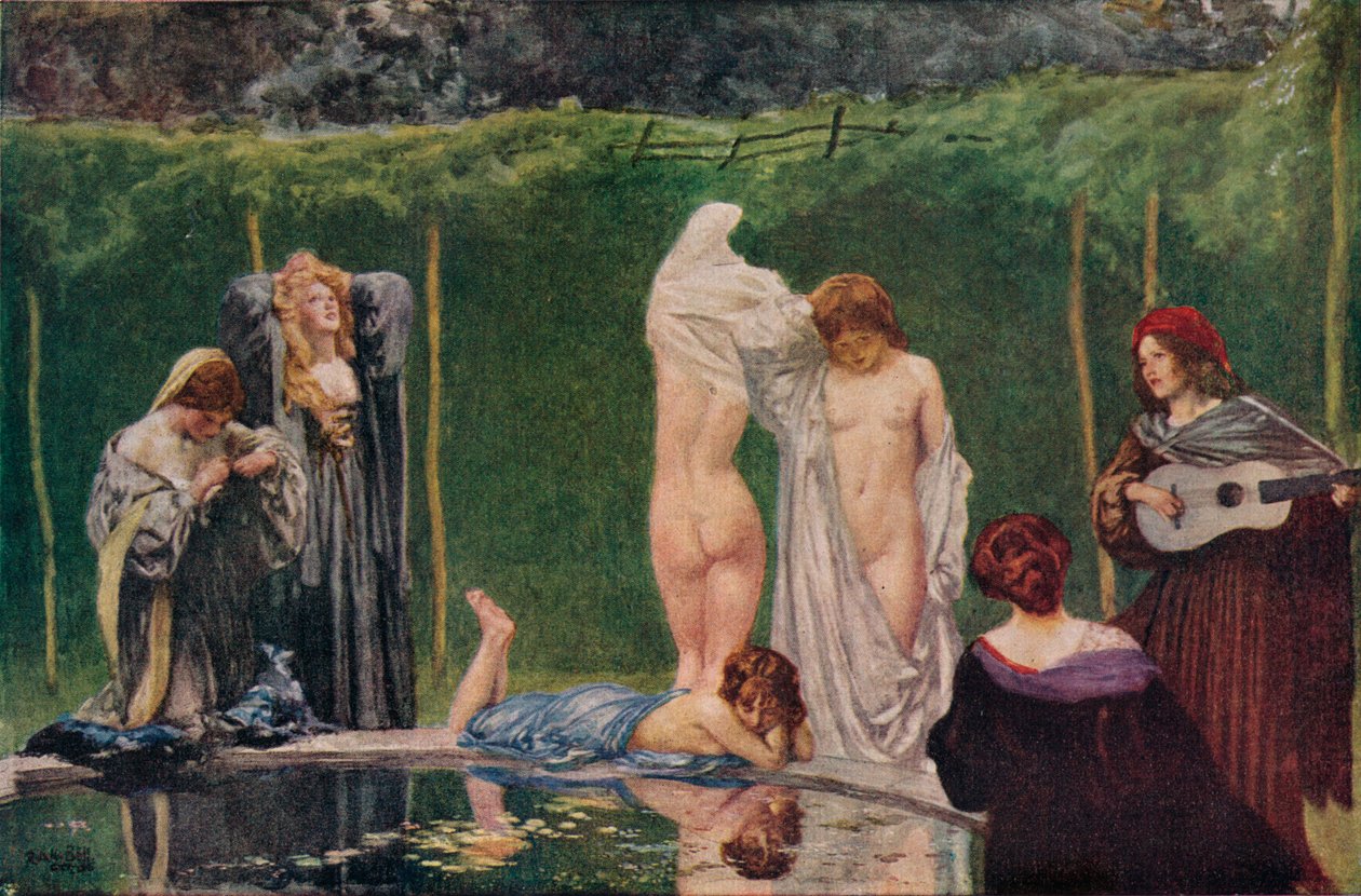 Het zwembad, 1906, 1918 door Robert Anning Bell
