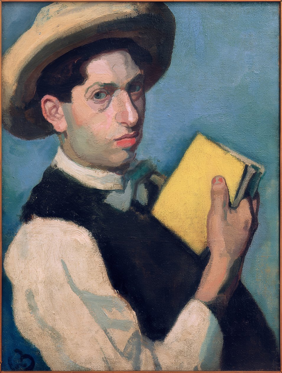 Zelfportret met strohoed door Robert Bereny