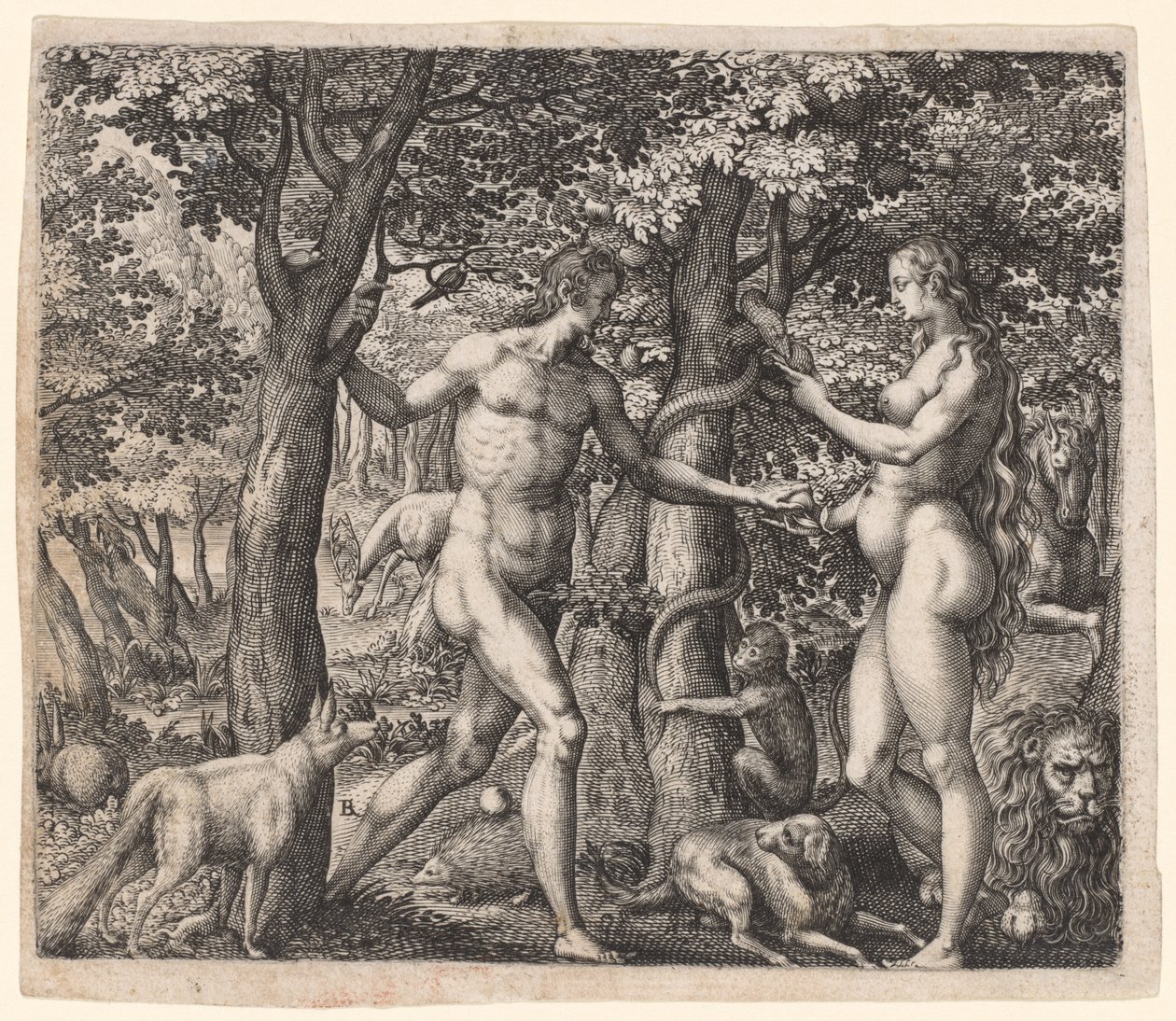 Adam en Eva, late 1500s door Robert Boissard