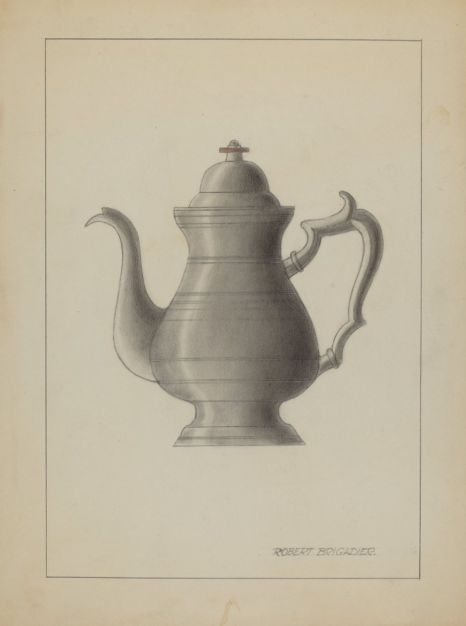 Pewter Koffiepot door Robert Brigadier