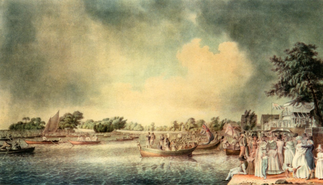 Een roeiwedstrijd in Richmond door Robert Clevely