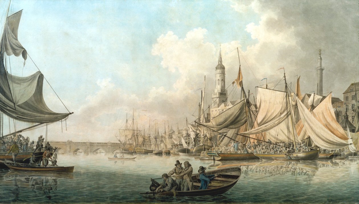 Billingsgate bij hoogwater door Robert Clevely