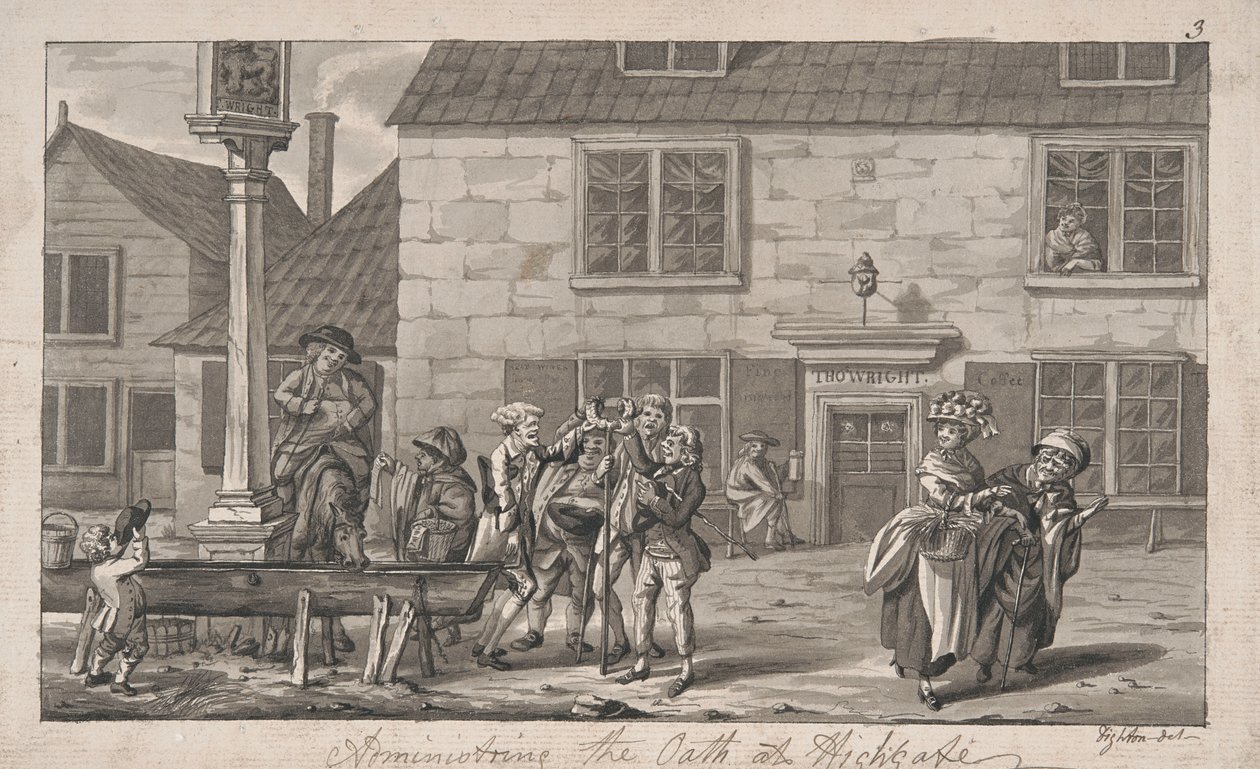 Het Afleggen van de Eed in Highgate door Robert Dighton