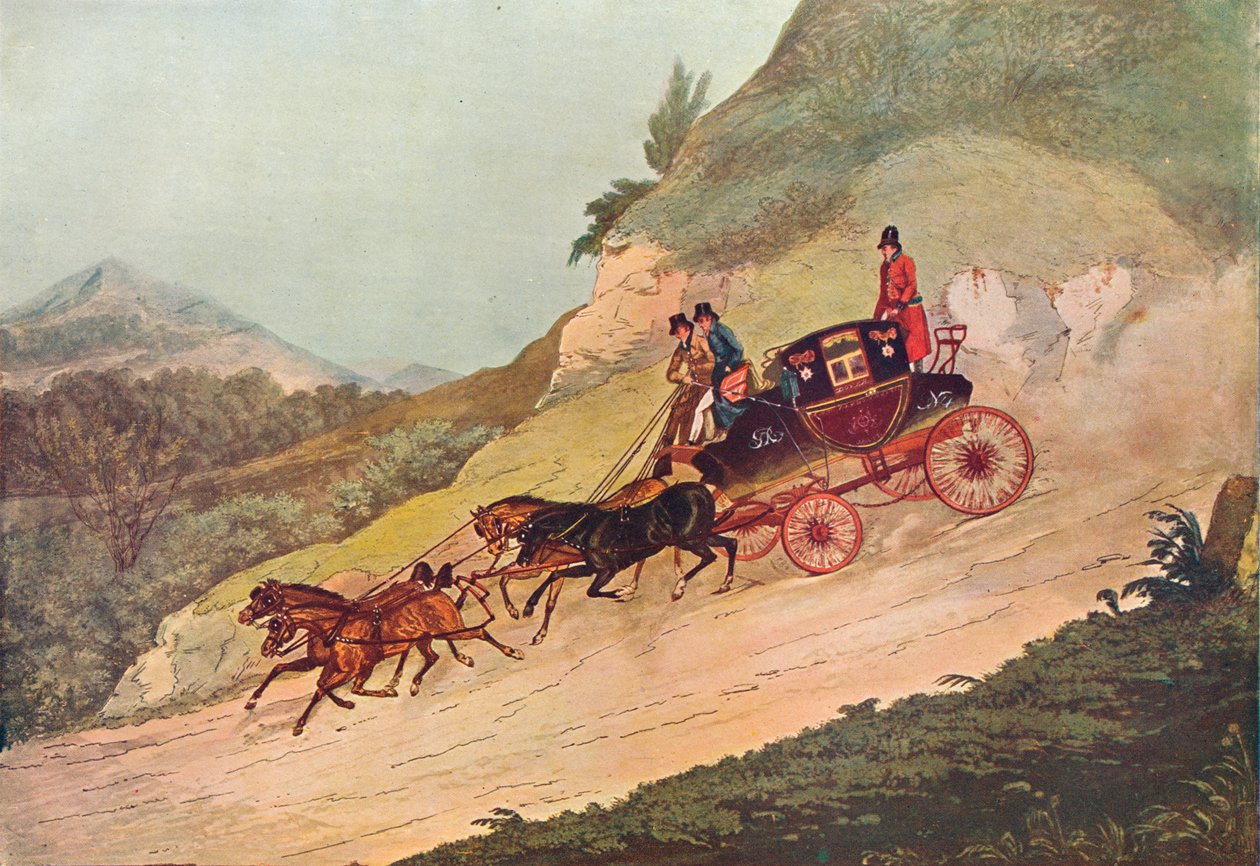Royal Mail Coach, 19e eeuw, 1907 door Robert Havell