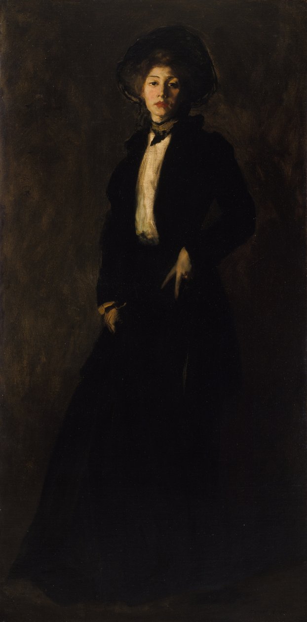 Jonge vrouw in het zwart door Robert Henri