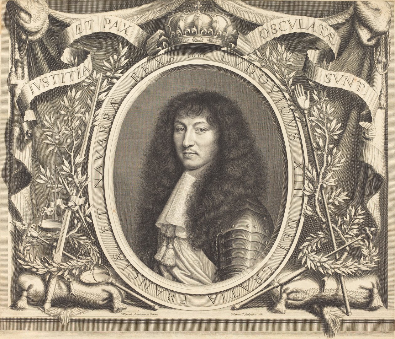 Lodewijk XIV door Robert Nanteuil after Nicolas Mignard