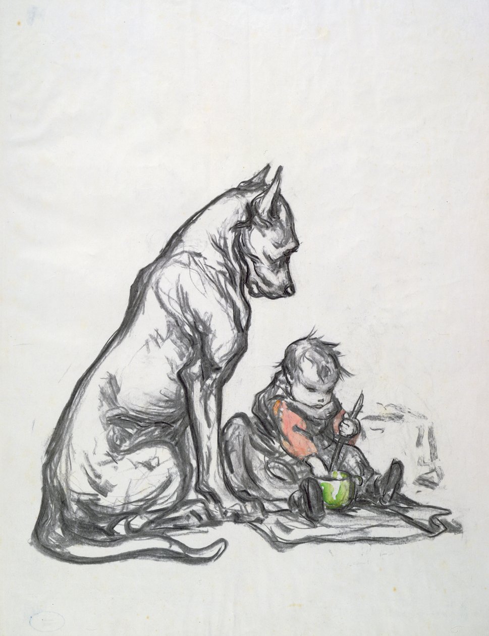 Hond en kind, begin 20e eeuw door Robert Noir
