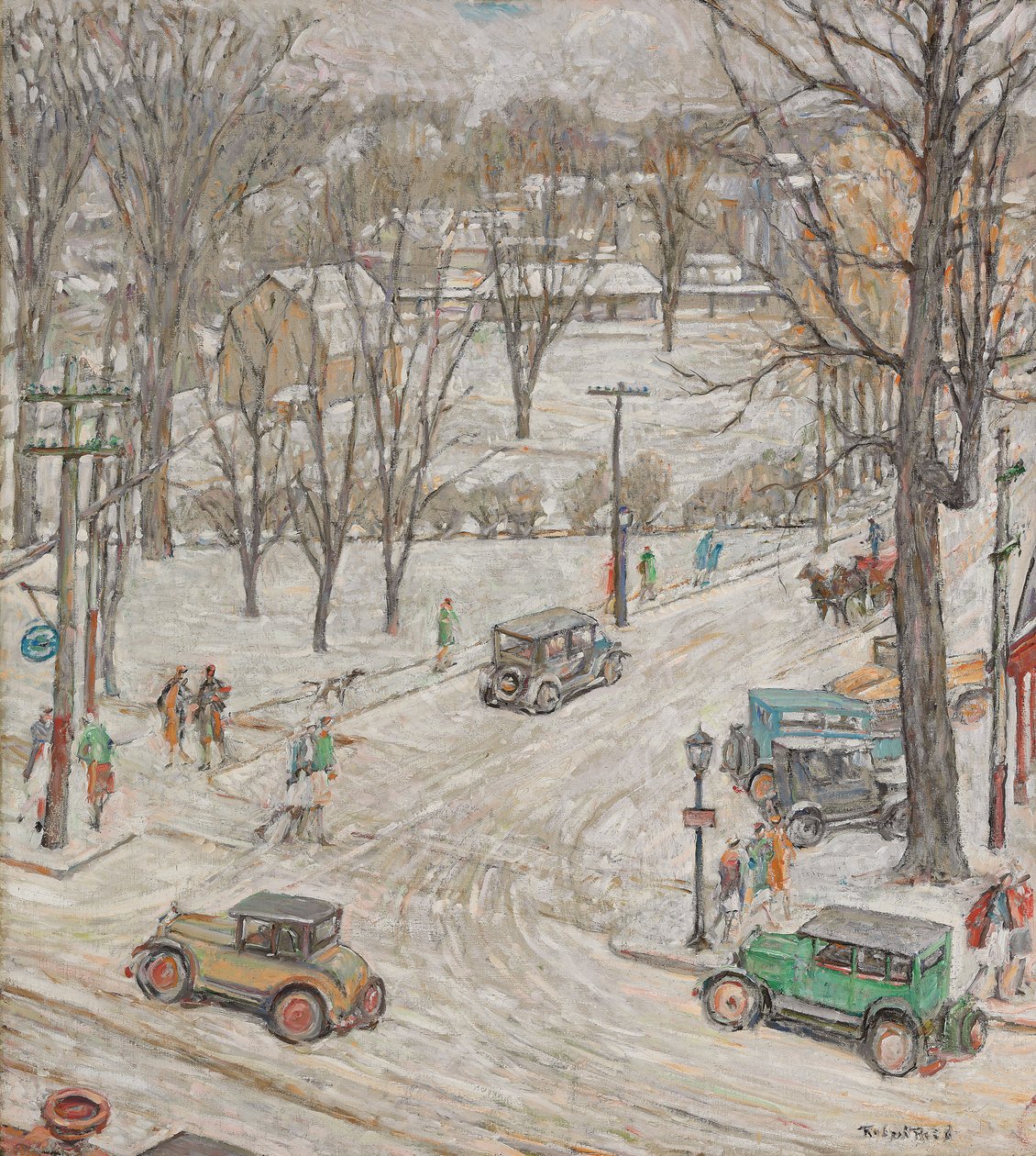 Straatscène in de winter door Robert Reid