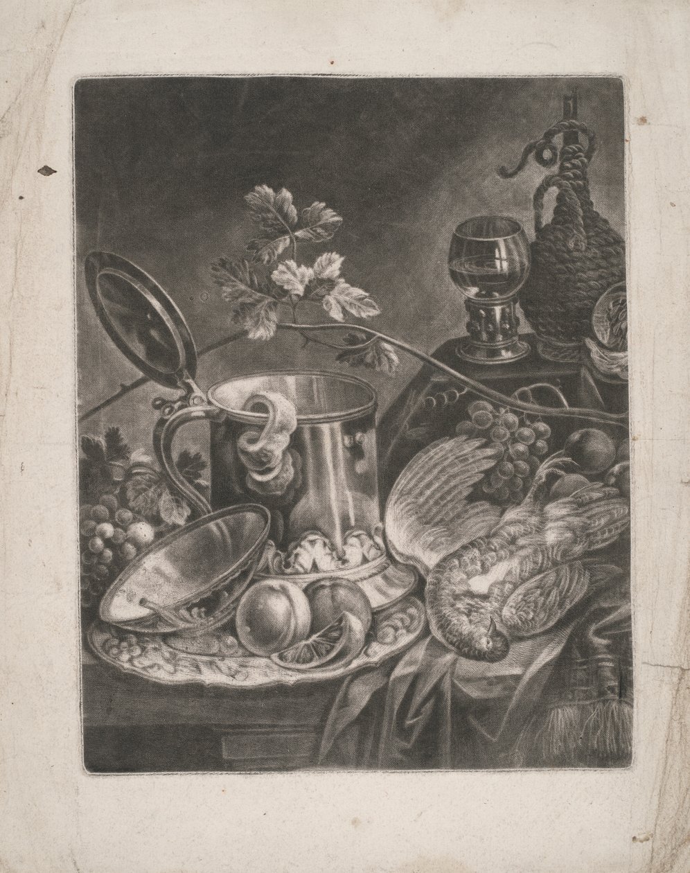 Stilleven met bierpul en dessertschotel door Robert Robinson