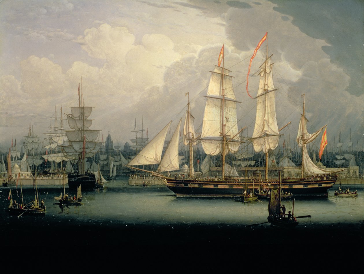 Viermast Clipper Schip in de Haven van Liverpool, c.1810 door Robert Salmon