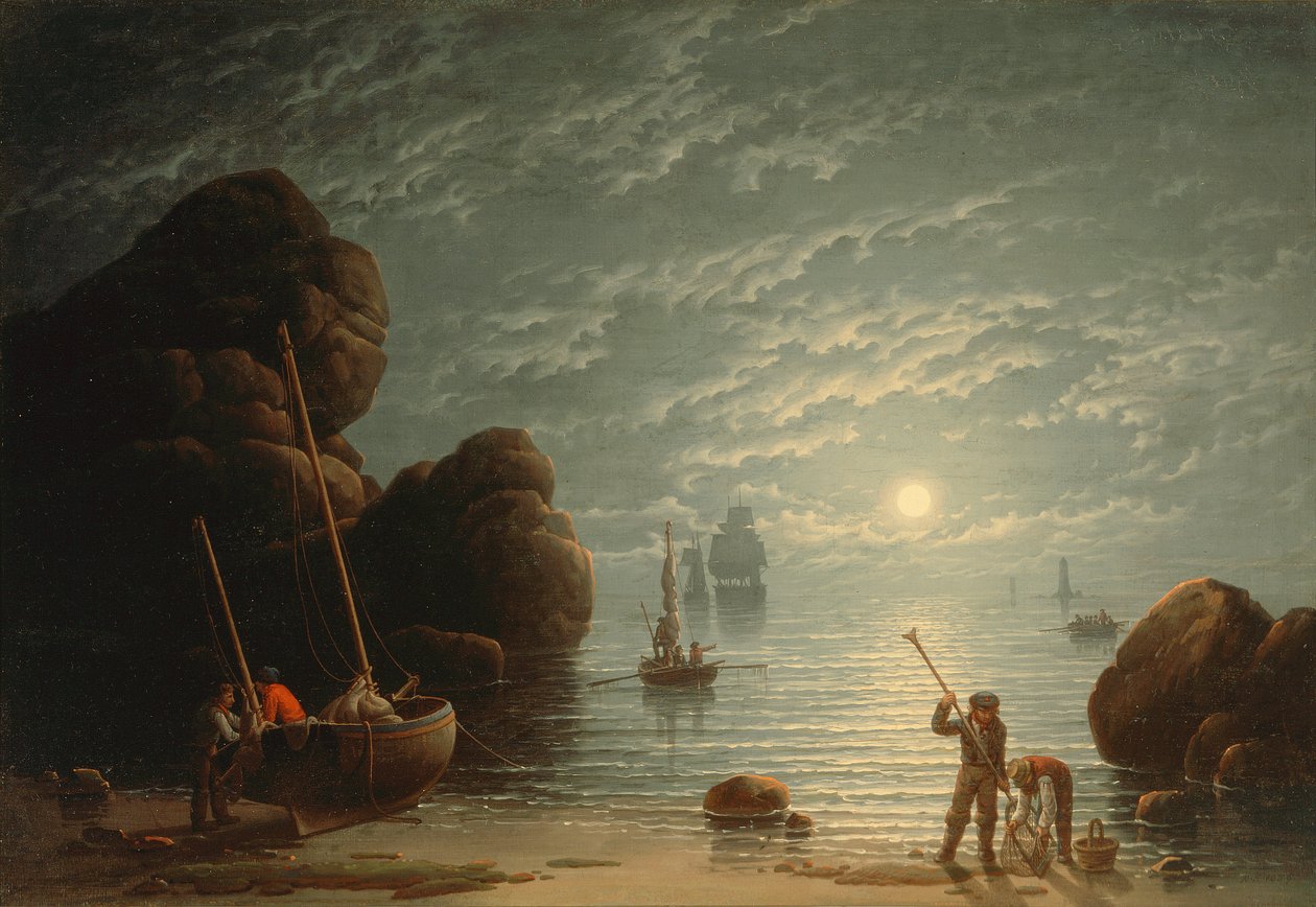 Maanlicht kustlandschap door Robert Salmon