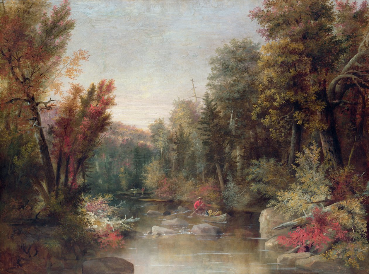 Vissers in herfsttooi (olieverf op doek) door Robert Seldon Duncanson