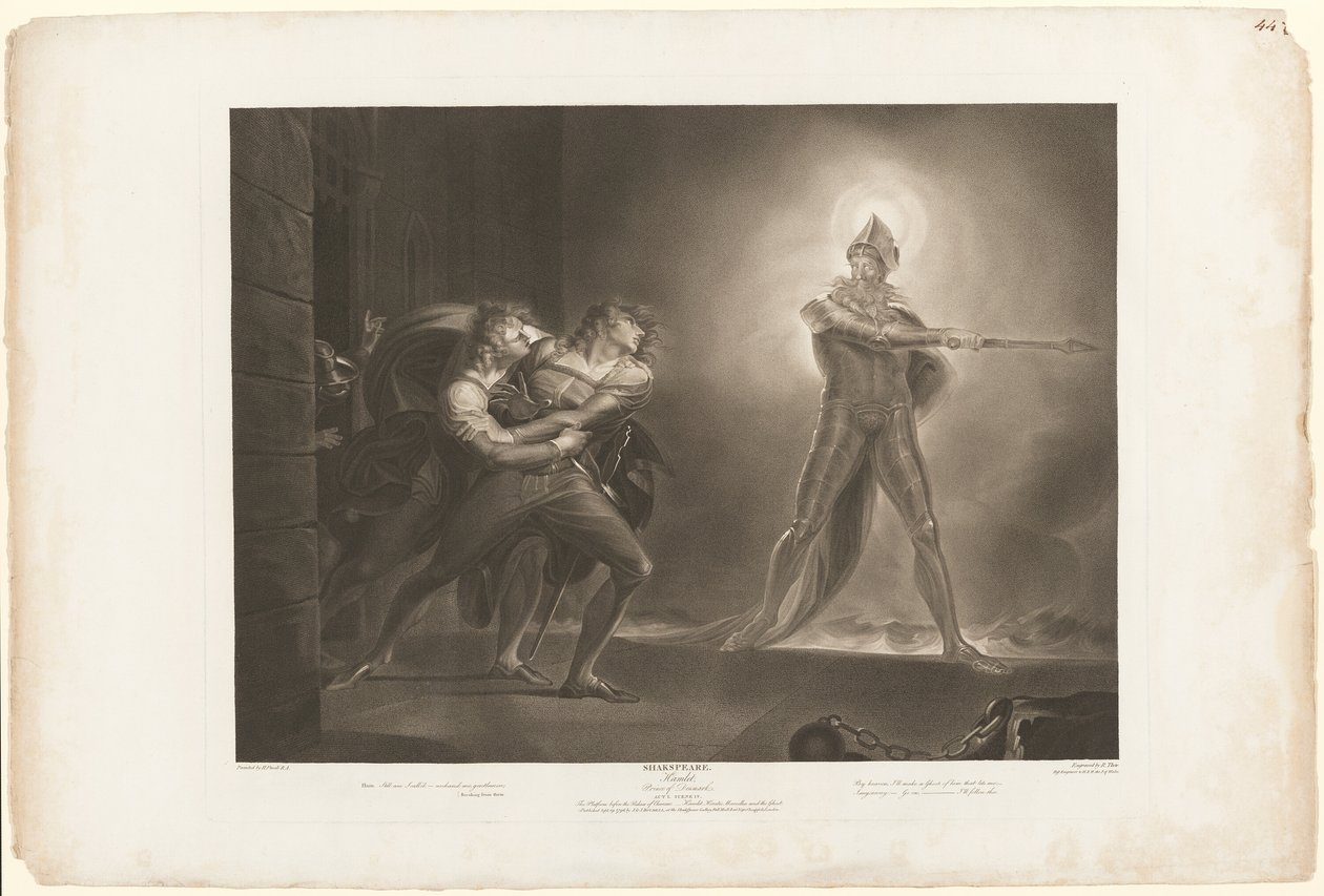 Hamlet, Horatio, Marcellus en de geest door Robert Thew