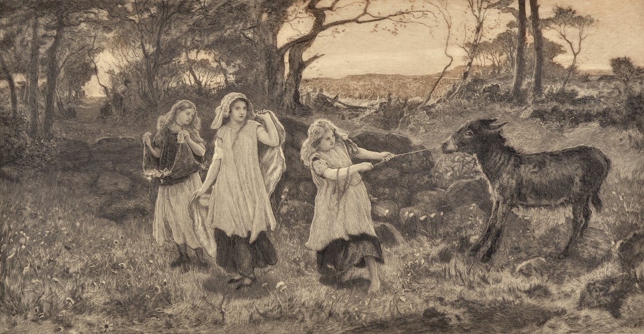 Drie Meisjes en een Ezel door Robert Walker Macbeth