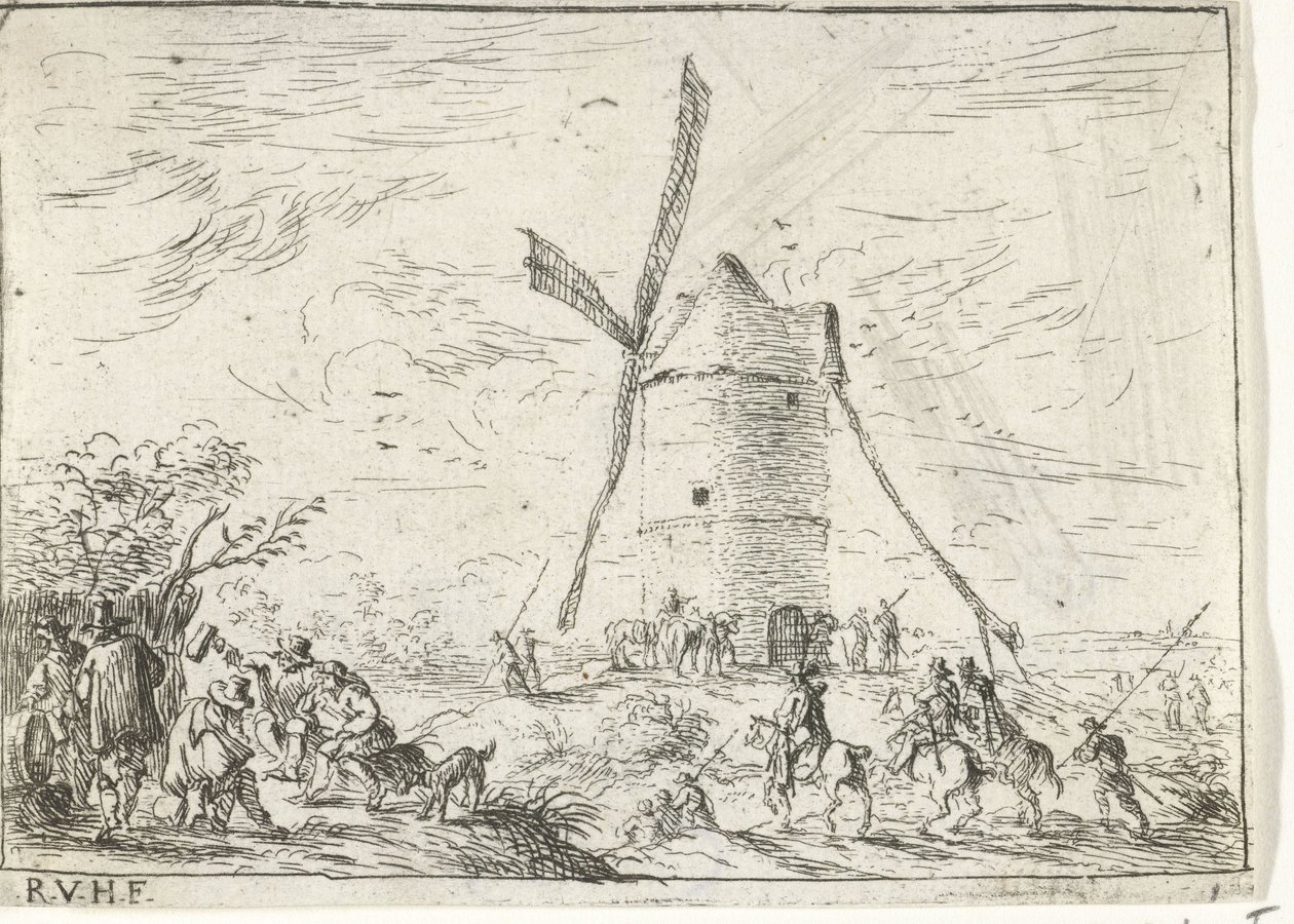 Windmolen (Landschappen met kampementen) door Robert van den Hoecke