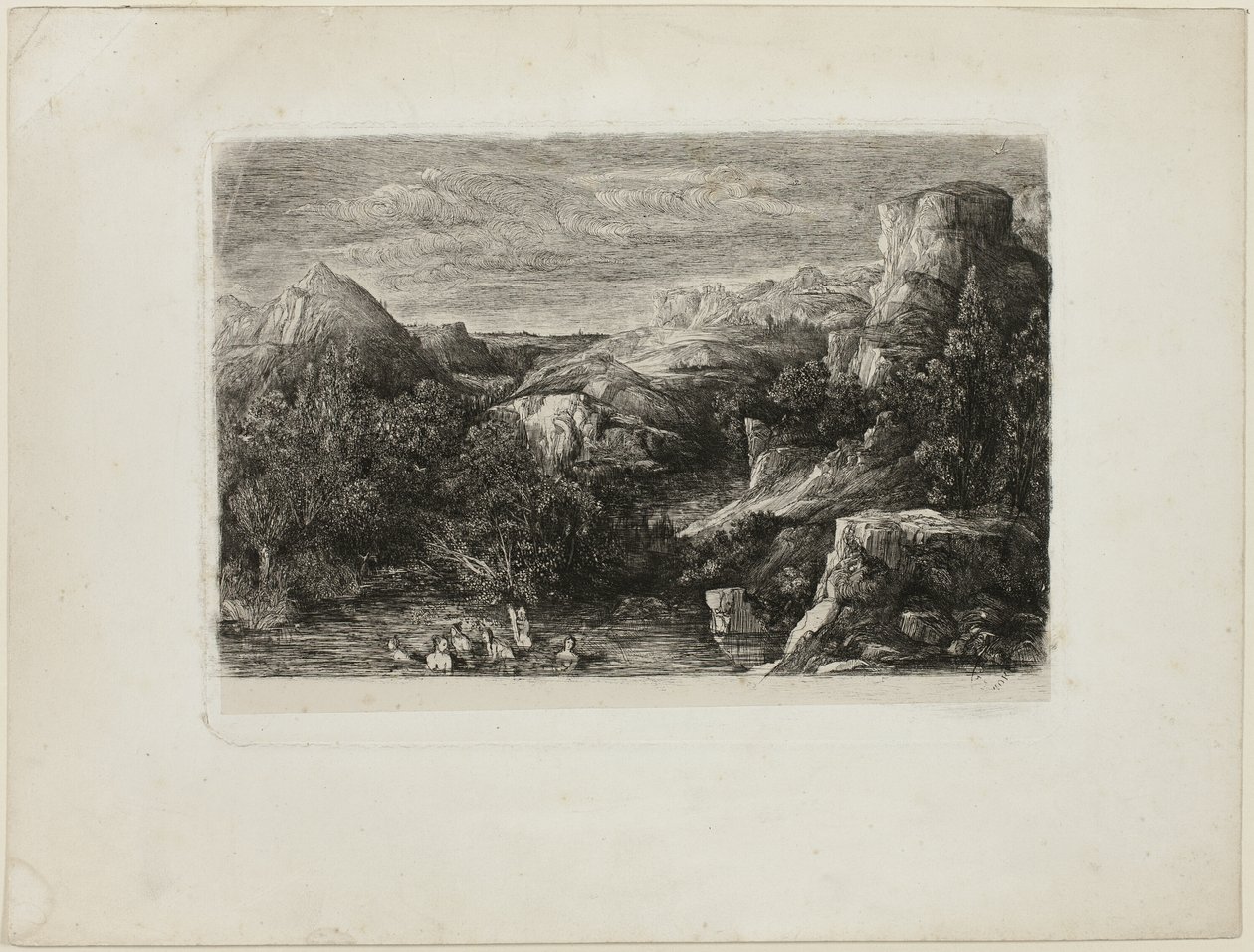 Baden in een Bergpoel door Rodolphe Bresdin