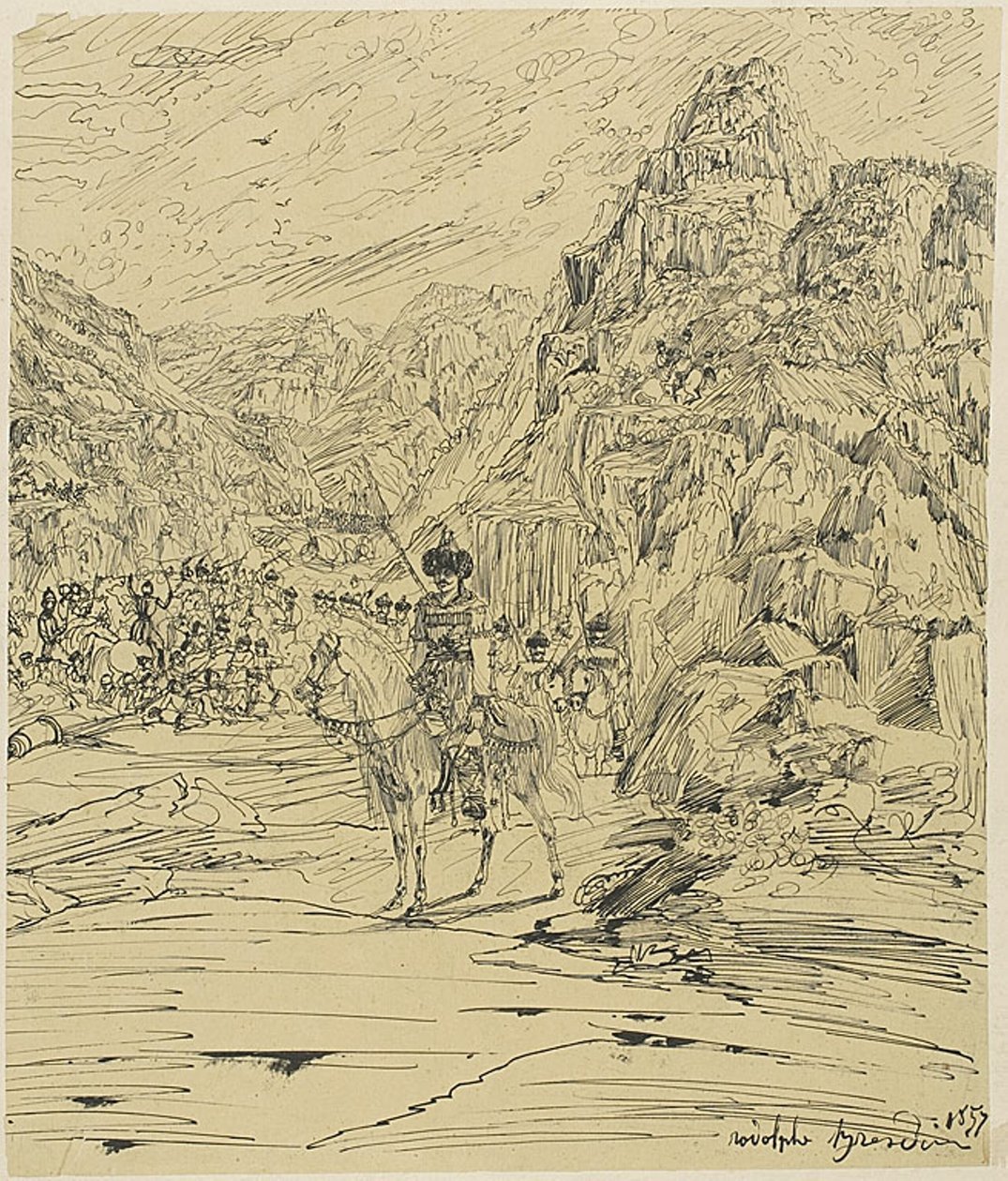 Slag in de Bergen door Rodolphe Bresdin