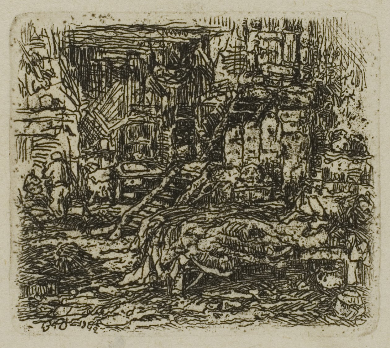 Interieur van een Boerderij door Rodolphe Bresdin