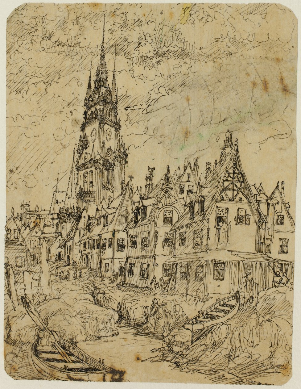 Maritiem dorp door Rodolphe Bresdin