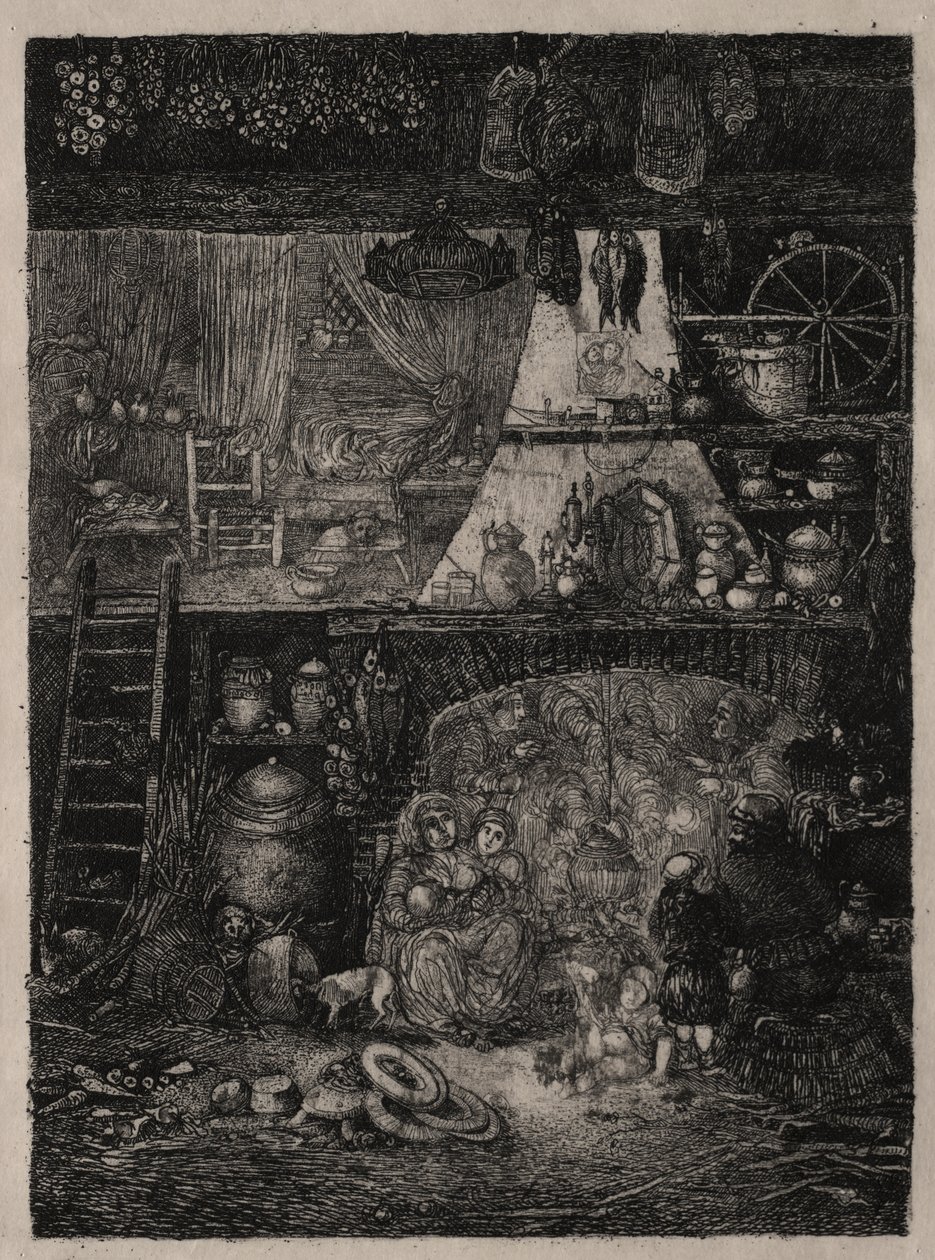 Boereninterieur in de Haute-Garonne door Rodolphe Bresdin