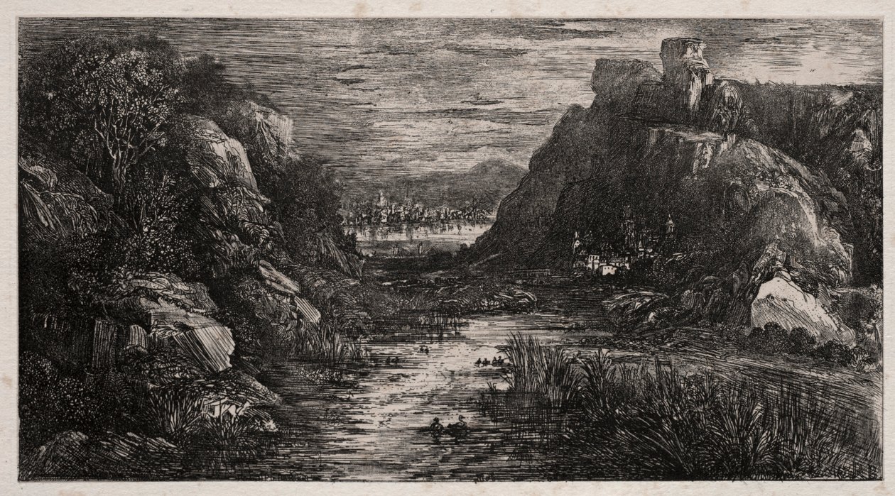 De verre stad, 1868 door Rodolphe Bresdin