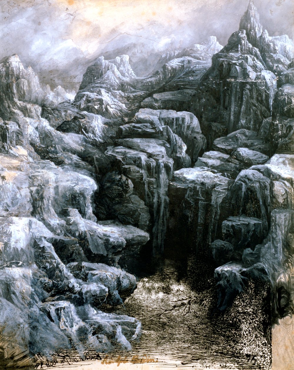 De Rotsen, ca. 1842-1885 door Rodolphe Bresdin