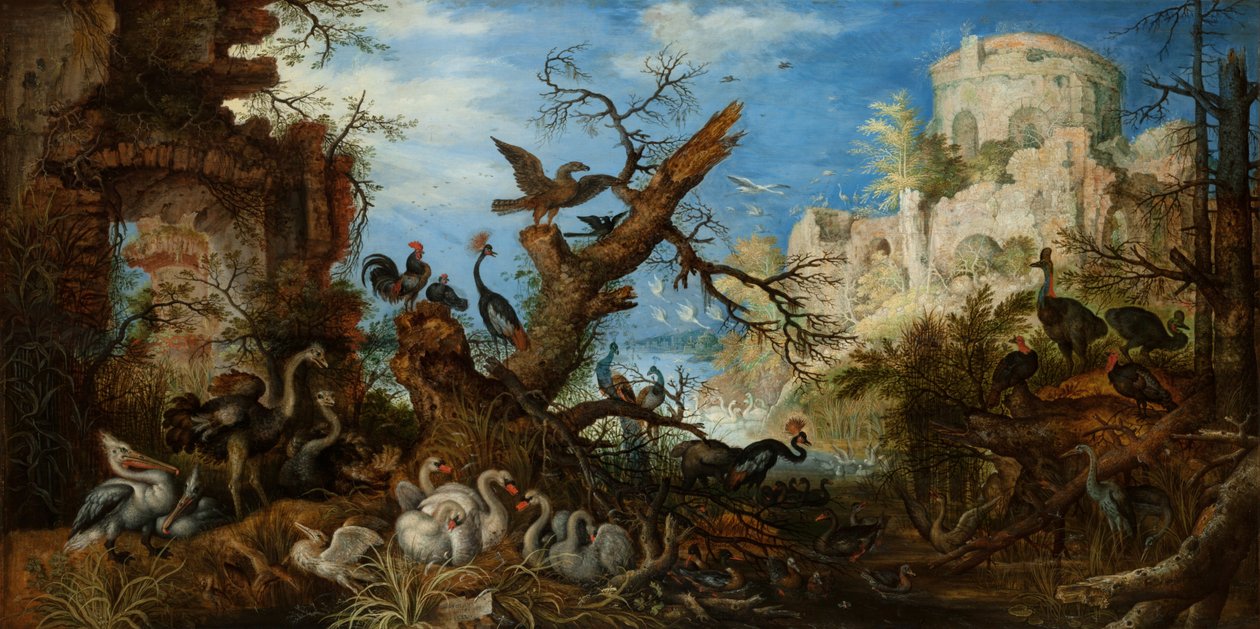Landschap met vogels door Roelandt Jacobsz. Savery