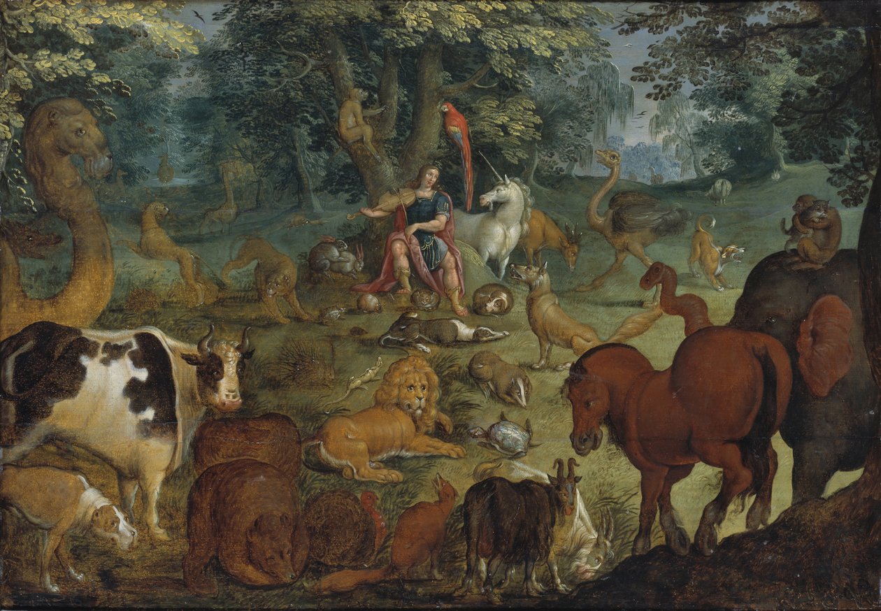 Orpheus Betoverd de Beesten door Roelant Savery