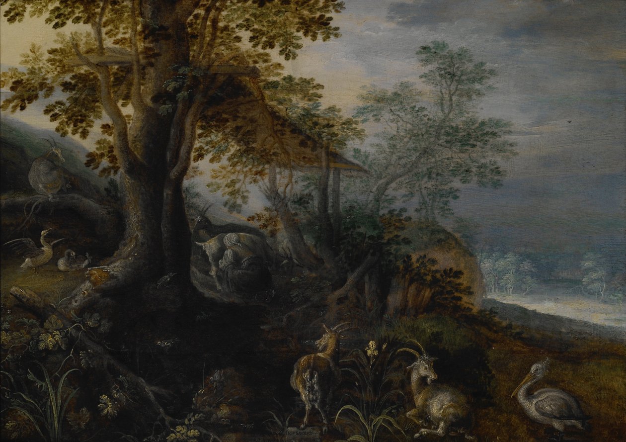 Landschap met dieren door Roelant Saverij