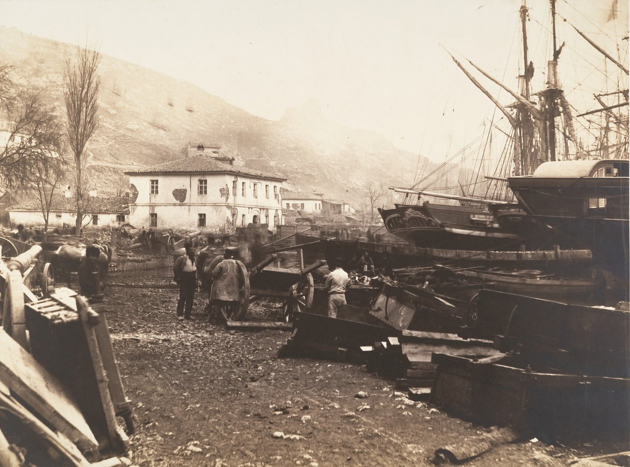 Landingsplaats, Ordnance Wharf, Balaklava, 1855 door Roger Fenton
