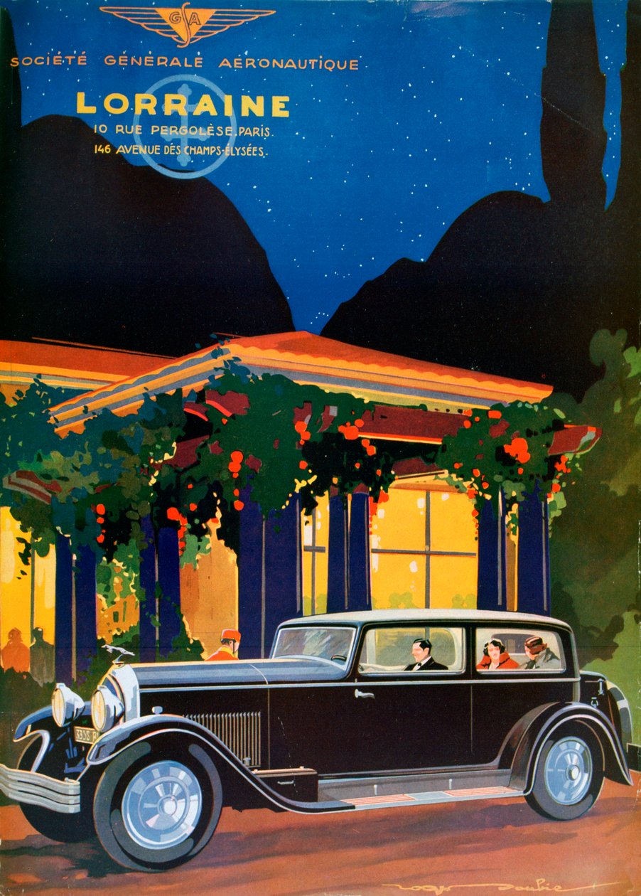 Poster, Lorraine, Societe Generale Aeronautique, 1928 door Roger Soubie