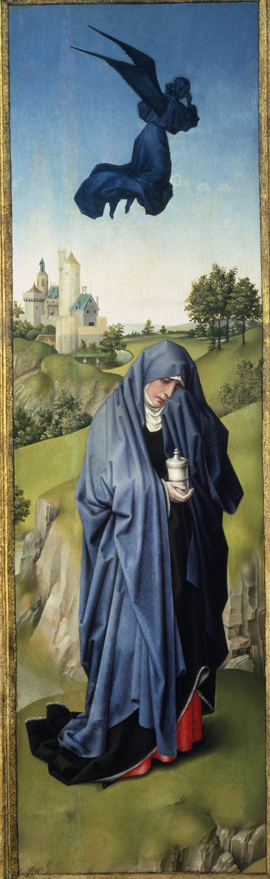 Maria Magdalena, Kruisiging Drieluik, ca. 1445 door Rogier van der Weyden