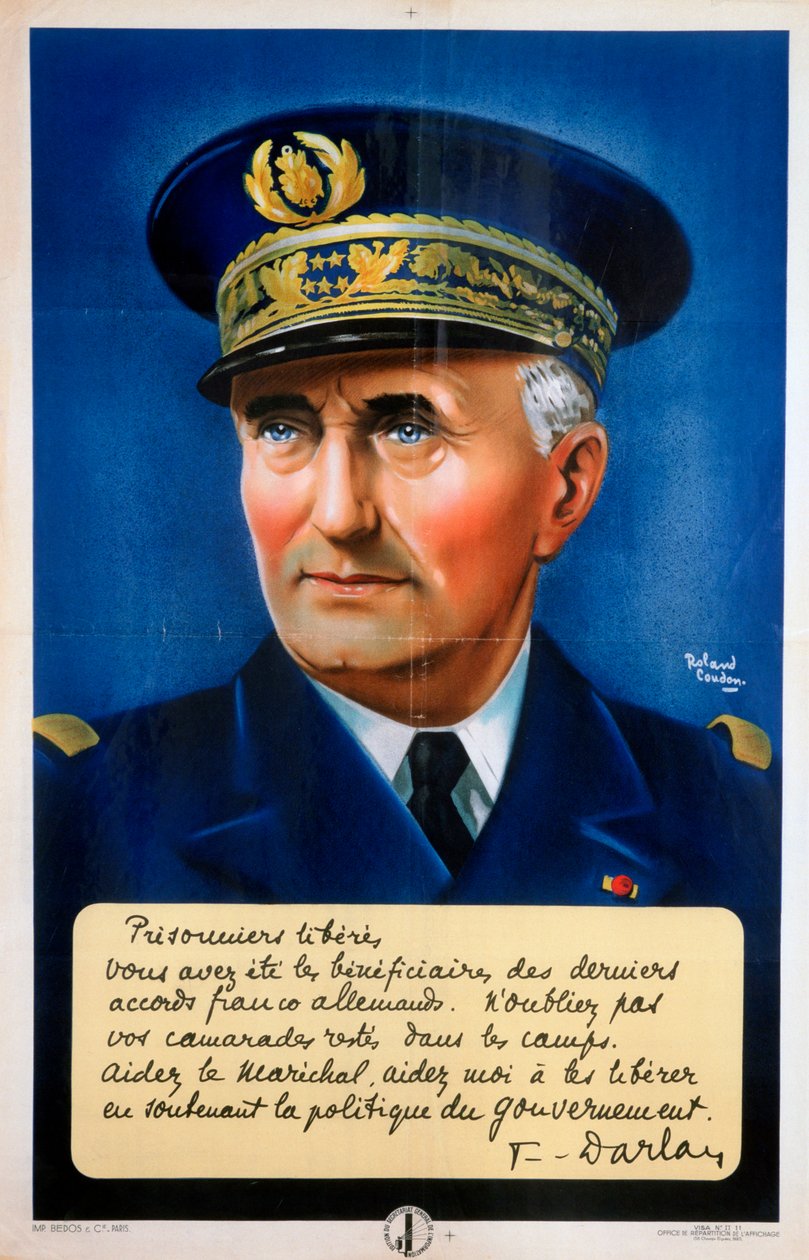 Admiraal Darlan, Vichy Franse propagandaposter door Roland Coudon