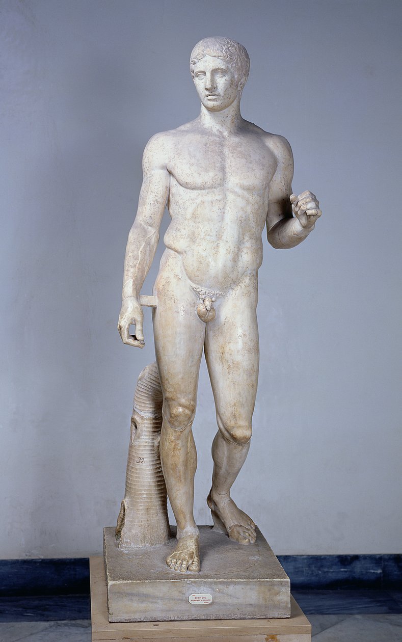 Atleet, Romeinse kopie naar een origineel van Polykleitos (fl.c.450-c.415 v.Chr.) in Pompeii (marmer) door Roman