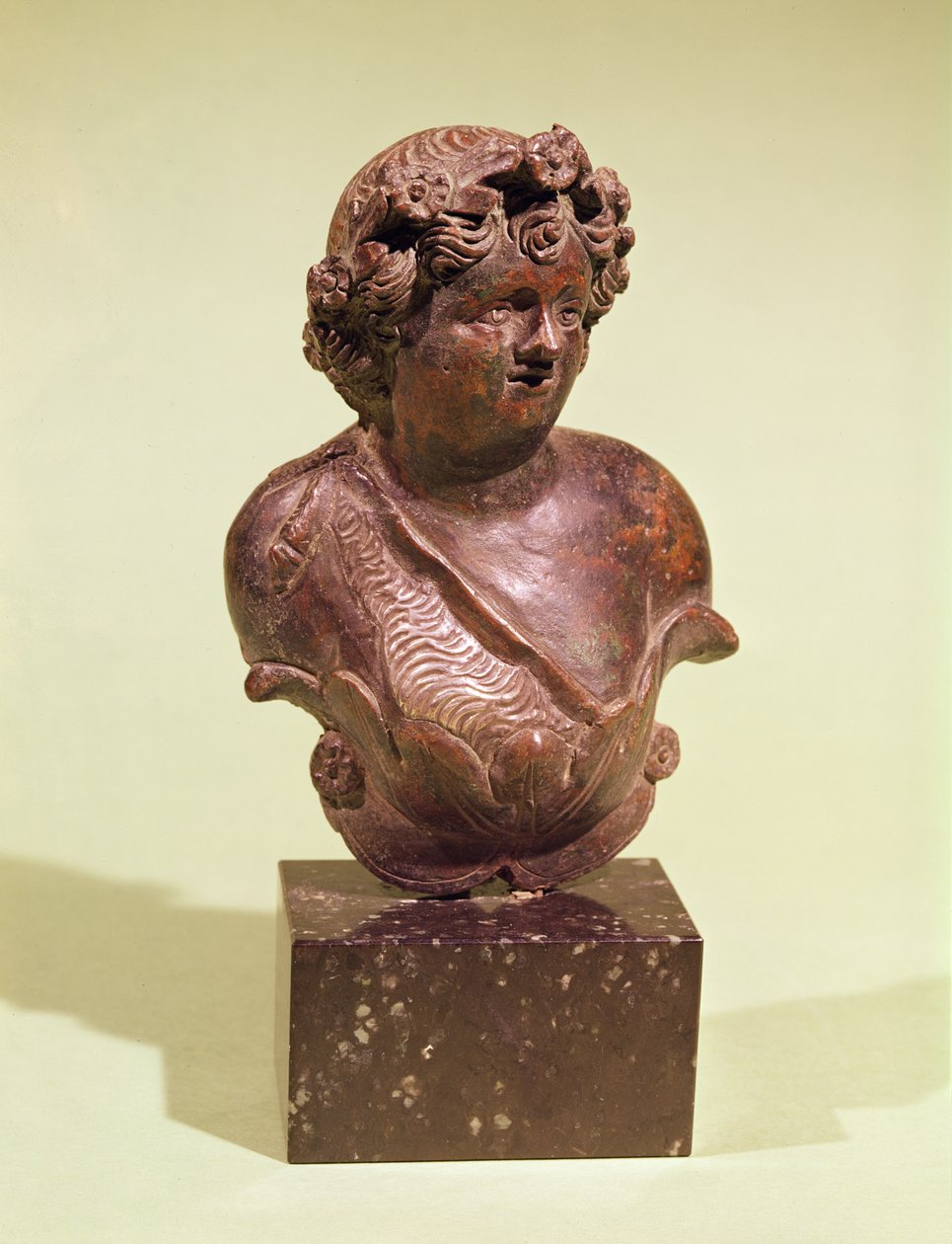 Buste van Bacchus, ornament van een bed (brons) door Roman