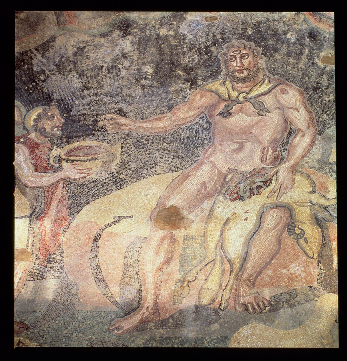 Polyphemus de Cycloop, Romeins mozaïek, begin 4e eeuw na Christus door Roman