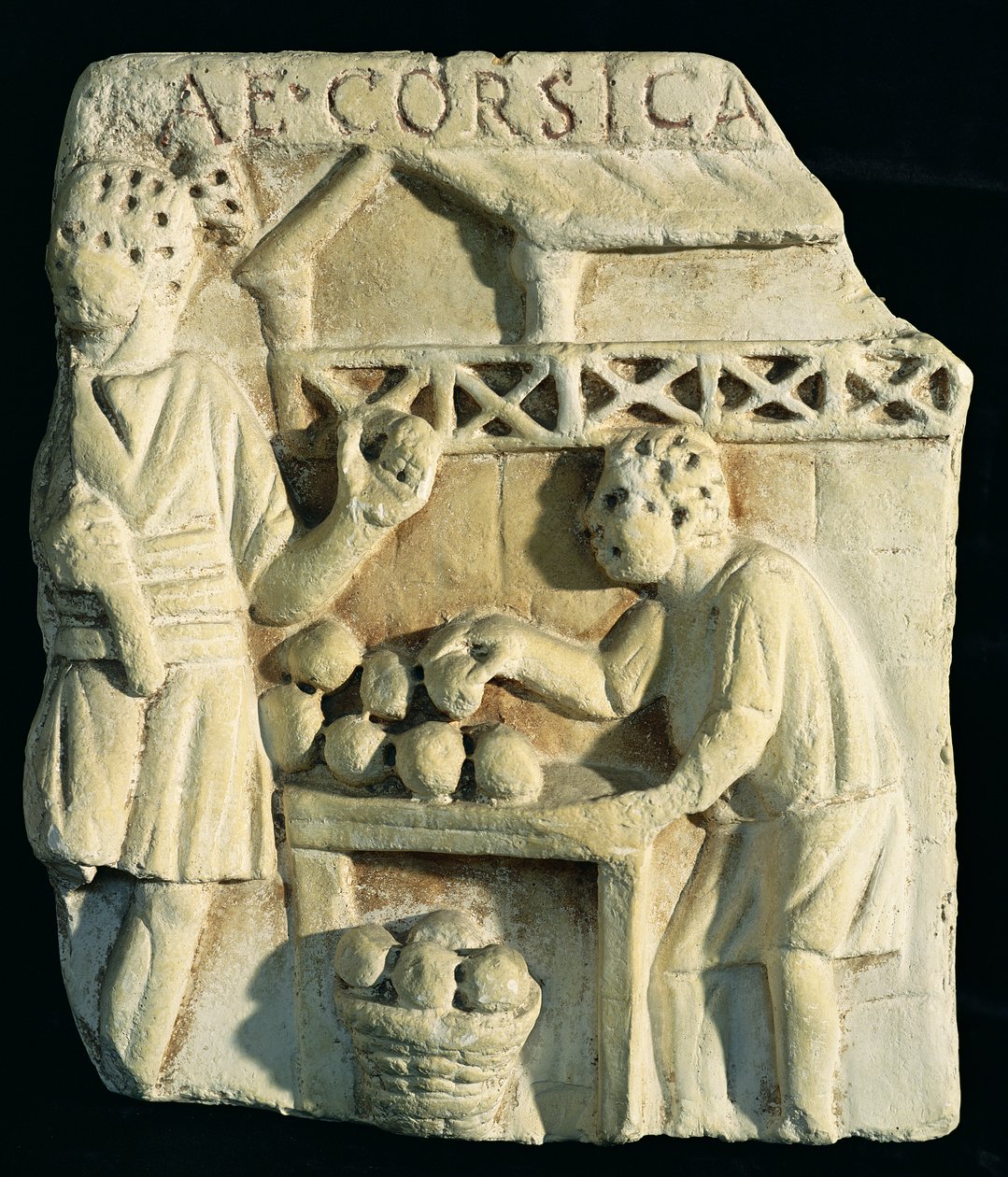 Reliëf dat een broodverkoper afbeeldt door Roman