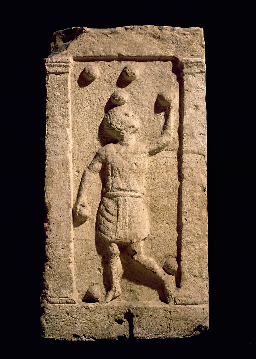 Reliëf dat een jongleur afbeeldt van de stèle van Settimia Spica door Roman