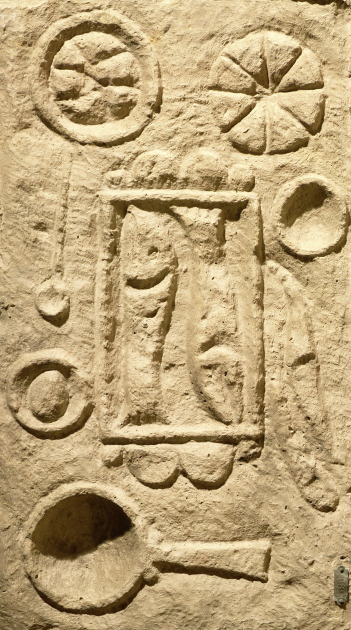 Reliëf dat een gedekte tafel toont, uit Timgad, Algerije door Roman