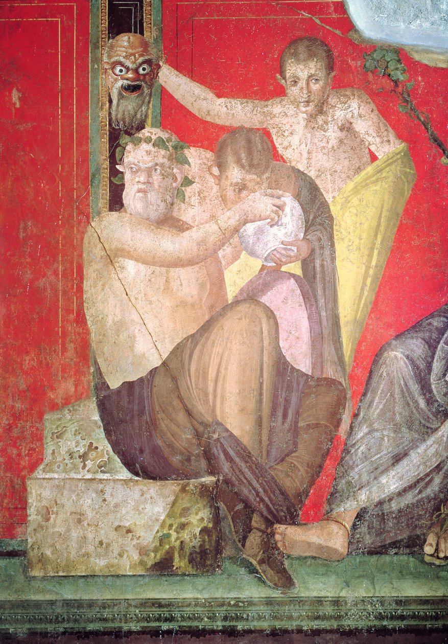 Silenus en de jonge sater, oostmuur, Oecus 5, 60-50 v.Chr. door Roman