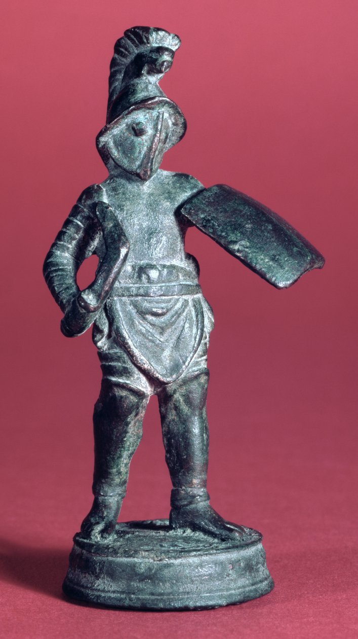 Statuette van een gladiator (brons) door Roman