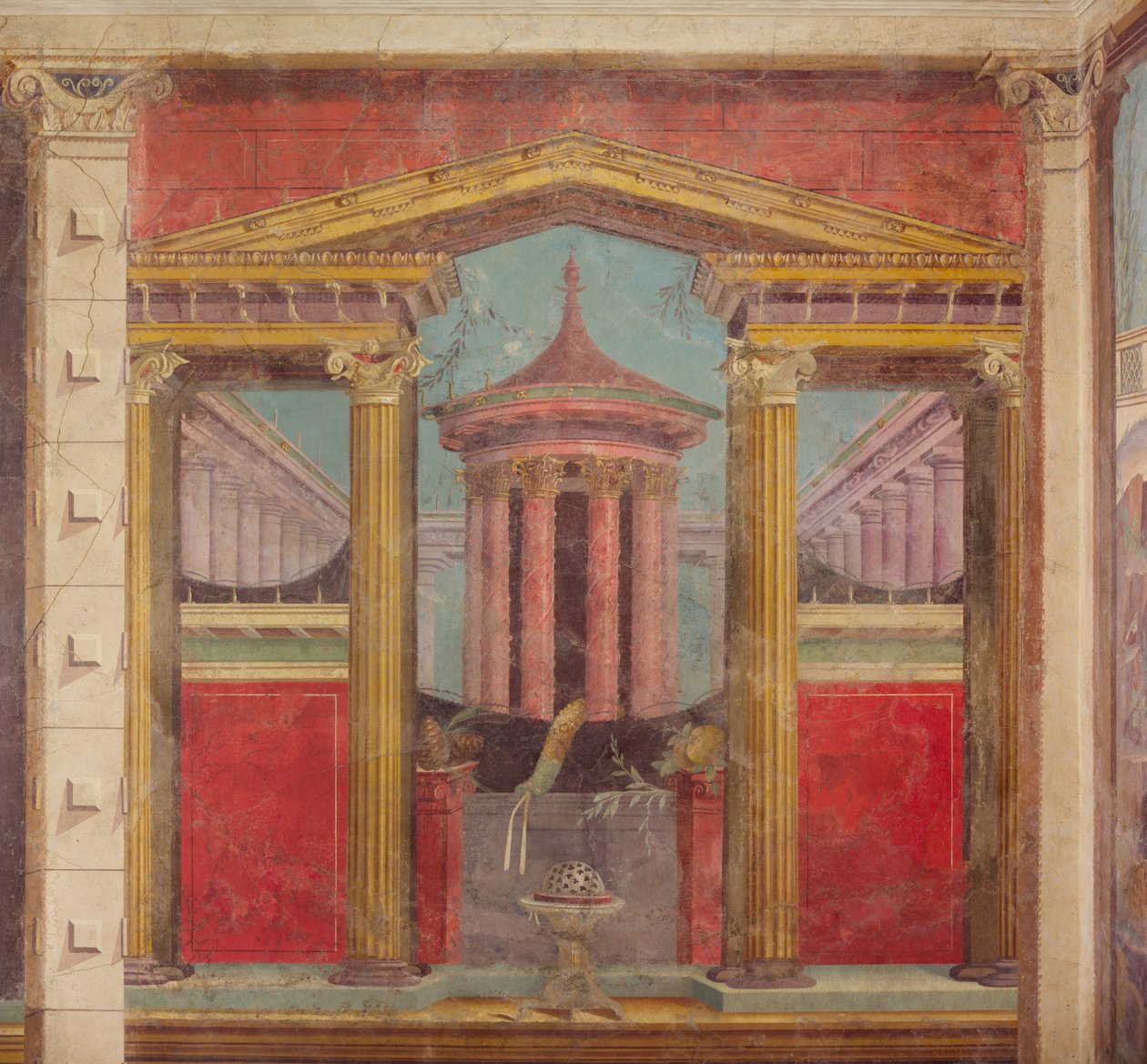 Muurschildering uit het cubiculum van een villa in Boscoreale, ca. 50-40 v.Chr. door Roman Republican Period