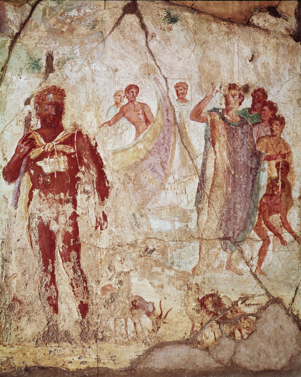 Polyphemus en Aeneas, Pompeii, 1e eeuw v.Chr. - 1e eeuw n.Chr. door Roman Roman