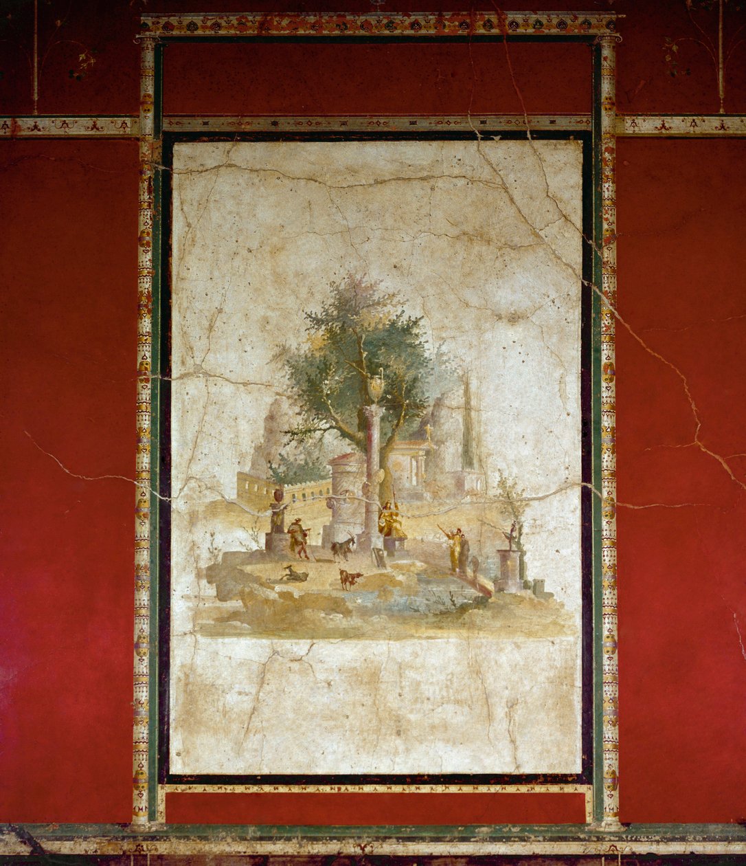 Bucolisch landschap (fresco) door Roman