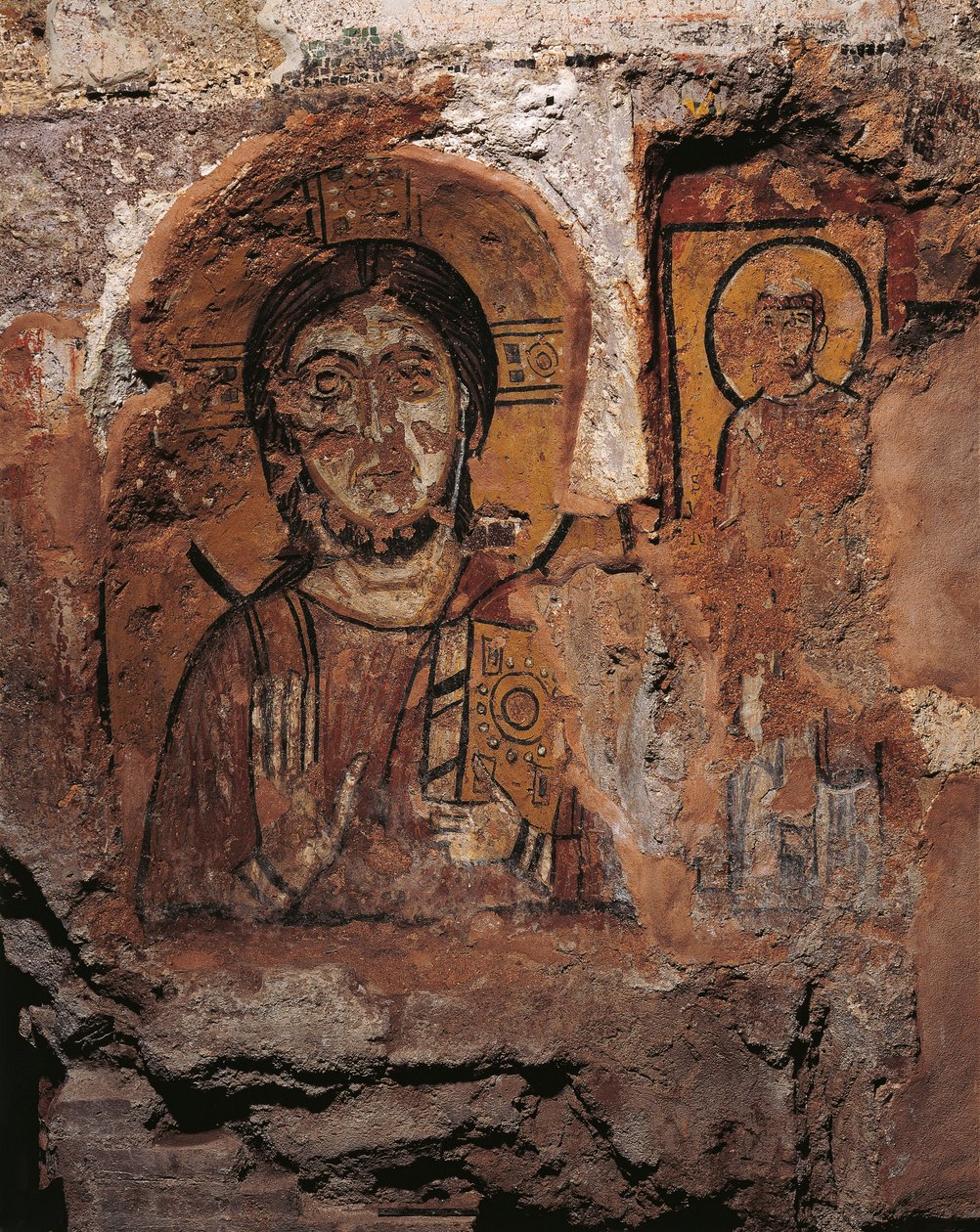 Christus en St. Urbanus (fresco) door Roman